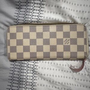 Louis Vuitton Damier Azur Zip-Around Wallet in Cream and Light Brown